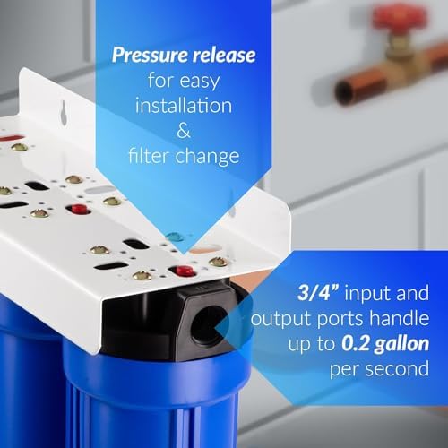 iSpring WCB32O+AHPF12MNPT12X2 Whole House Water Filter System, Reduces up to 99% Chlorine, Sediment, Taste, Odor, 3-Stage Water Filtration System w/ 3/4" Push-fit Stainless Steel Hose Connectors - Image 3