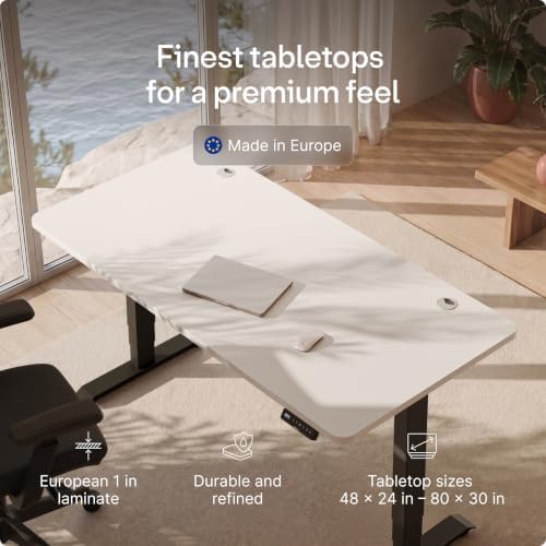 Desktronic HomePro Standing Desk 60x30 — Made in Europe, Ergonomic Sit Stand Home Office Desk, Electric Height Adjustable, Dual Motor, USB & USB-C Charging, Wobble-Free, Touchscreen, 3 Memory Presets - Image 6