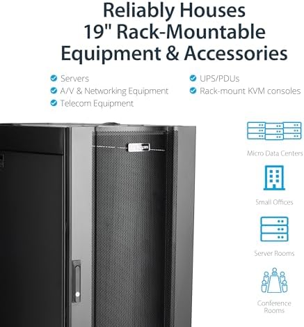 StarTech 25U 4-Post Server Cabinet Kit, 35in Deep, 3307lb (RK2537BKM) - Image 4