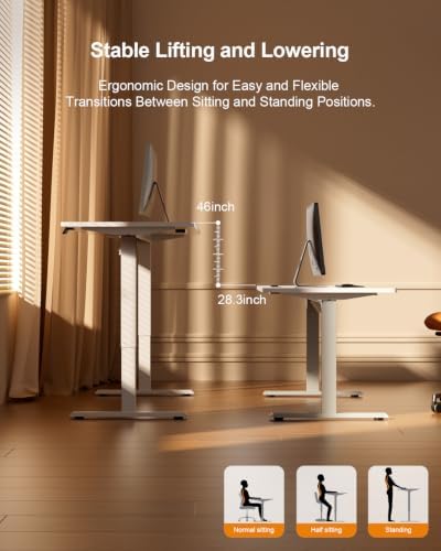 HLDIRECT 55" Electric Standing Desk with Power Outlets, White - Image 4