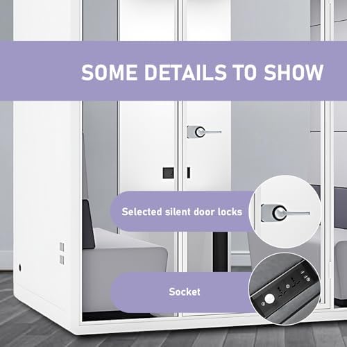 Office Sound Booth with Audio Privacy - Soundproof Proof Booth Includes Superimposed Interior Design,Sound Room Include Socket,Fans,Light for Study (Grey, 90IN) - Image 6