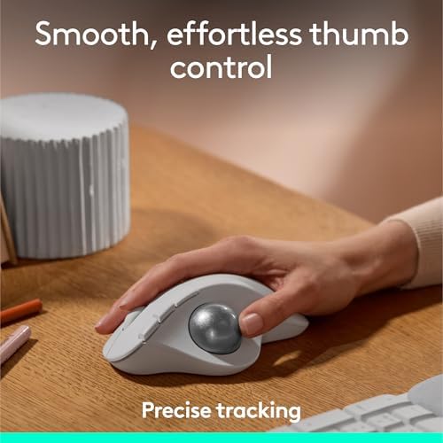 Logitech Ergo M575S Wireless Trackball Mouse- Off-White Silver Ball - Image 2