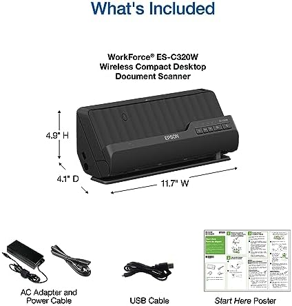Epson Workforce ES-C320W Wireless Compact Document Scanner Duplex 20-pg ADF - Image 5