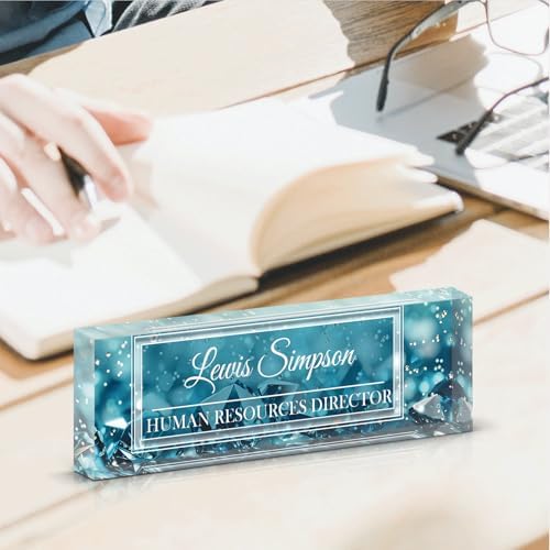 Desk Name Plate Personalized, Desk Double sided pattern Name Plate Personalized Office Desk Decor for Women and Men , Teacher Nurse Boss Employee Appreciation Gifts (Green diamonds, Customized) - Image 6