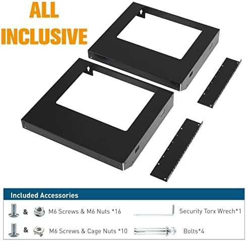 6U Wall Mount Rack Open Frame 19 Inch Server Equipment Network Cabinet 18 inches Depth Black by Tedgetal - Image 6