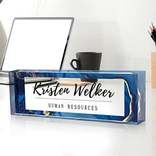 Gowelly Office Desk Name Plate Personalized |Custom Name Plates for Desk| Custom Employee Appreciation Gifts | Office Gifts for Women, Boss, Employee, Teacher, Social Worker-Blue - Image 2