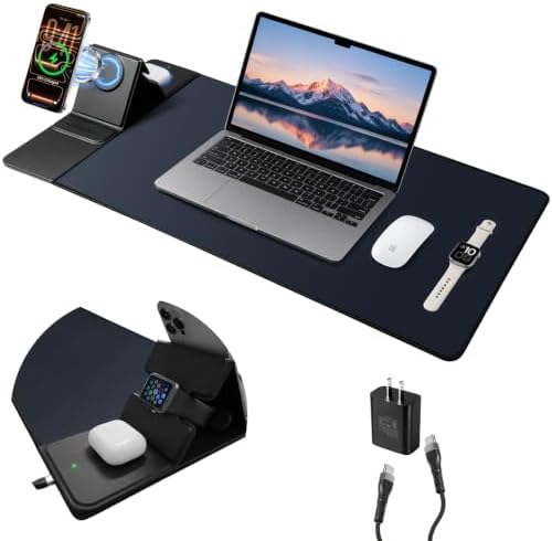 3-in-1 Magnetic Wireless Charging Mouse Pad, Foldable Phone Stand by Unknown