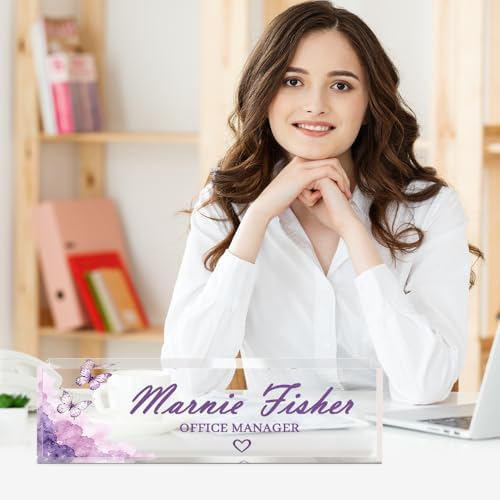 Custom Name Plate for Desk, Acrylic Desk Name Plate Personalized, Employee Appreciation Gifts, Office Desk Accessories for Woman Teacher Nurse, Coworker Gifts for Manager Assistant - Image 2