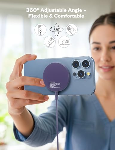 Bohuma Magnetic Wireless Charger for iPhone – 15W Fast Charging Pad with Dual Ports - Compatible with iPhone 12-17 & AirPods 4 3 2 Pro – Purple Sleek Aluminum Alloy Design for Home, Office & Travel - Image 6