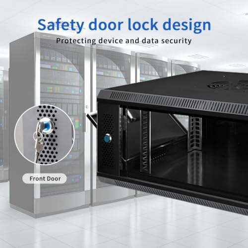 6U Wall Mount Server Cabinet IT Network Rack Enclosure Lockable Glass Door Black - Image 5