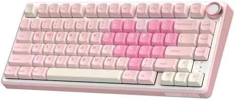 RK ROYAL KLUDGE R75 Wireless Mechanical Keyboard, 75% Percent Custom Gaming Keyboard Gasket Mount RGB Backlit with Knob & PBT Keycaps, BT5.1/2.4GHz/USB-C, Hot Swappable Cream Switch by RKROYALKLUDGE