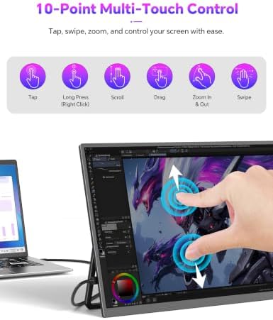 15.6" Portable Monitor Touchscreen, 1080P 10-Point Touch Portable Monitor - Image 2