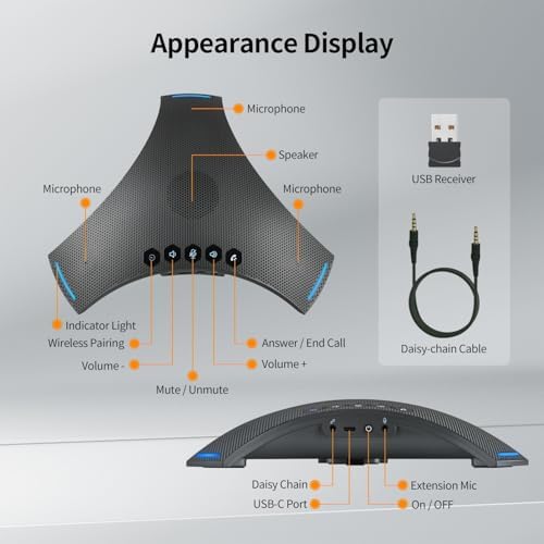 TOALLIN Conference Speaker and Mic, Wireless Speakerphone with Daisy Chain - Image 7