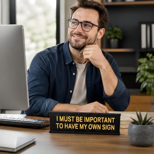 Funny Desk Sign for Office, Black Yellow Nameplate, My Own Sign - Image 2