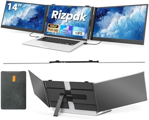 14" Triple Laptop Screen Extender, 2.2lb Ultra-Thin Portable Monitor by Unknown