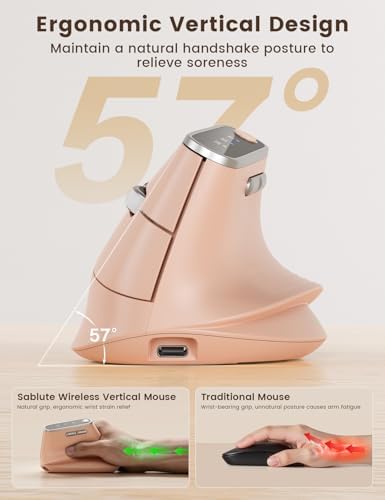 SABLUTE Ergonomic Vertical Wireless Mouse with 3-Device Switching MAM4 - Image 3