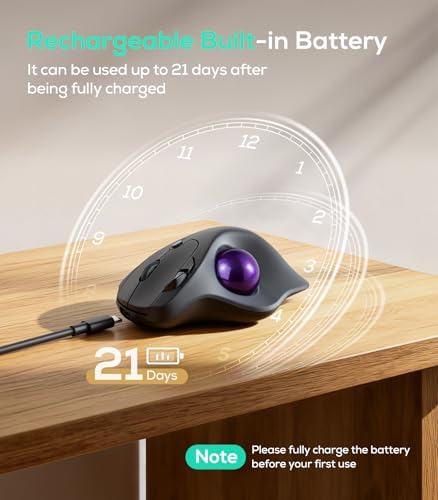 Nulea Wireless Trackball Mouse Ergonomic 21.7 Tilt Stand Thumb Control - Image 6