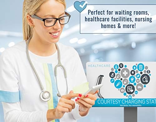 KwikBoost® Phone Charging Station Floor Stand, Healthcare Charging Kiosk with Lightning and USB-C Cables for Waiting Rooms Clinics Offices - Image 2