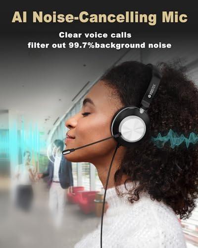 Voistek USB Headset with Microphone for PC & Laptop, On-Ear Computer Headset with Microphone Noise Canceling, Mute & Volume Controls for Zoom, Teams, Online Meetings, Remote Work, Home Office - Image 2
