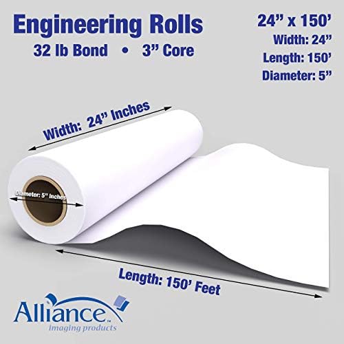 Alliance Wide Format Paper 24" x 150' CAD Bond Rolls (32lb | 2 Rolls, 24 In x 150 FT | 3" Core) - Image 3