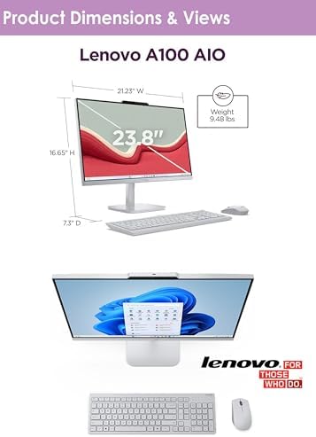 Lenovo 24" All-in-One Desktop | Ultra-Fast Intel Quad-Core CPU | 16GB RAM | 512GB External & 256GB SSD | Full HD Display | Wi-Fi 6 | HDMI | Ethernet Ports | Windows 11 | Wireless Keyboard & Mouse - Image 6