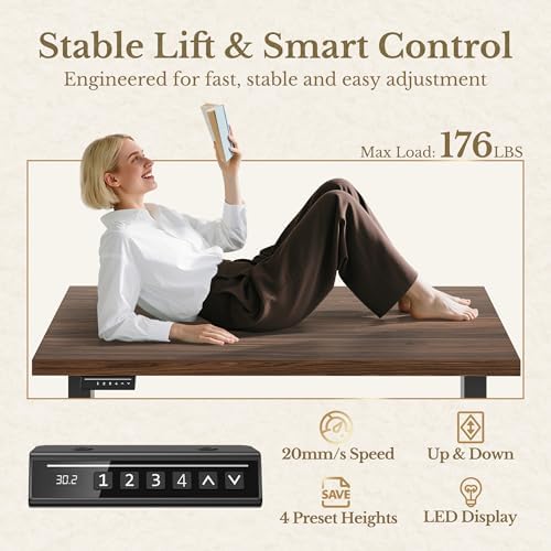 ErGear 48 X 24 Inch Height Adjustable Electric Standing Desk, Black Walnut - Image 5