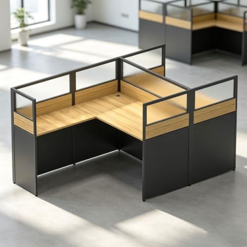 Nykto Office CubicleDesk with Mute Privacy Panels (A2 Person-F, Walnut) by Nykto