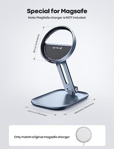 Lamicall Phone Stand for Apple 15W MagSafe Charger - Collasple Adjustable Charging Holder Dock Cradle for Desk, Compatible with Airpods, iPhone 16 15 14 13 12 Plus, Pro, Pro Max, Grey [Stand Only] - Image 3