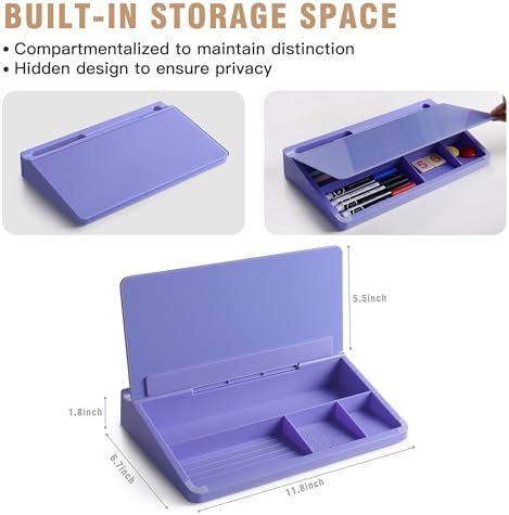 SELEAD Desktop Glass Whiteboard with Storage, 5 Markers and Eraser, Purple - Image 4