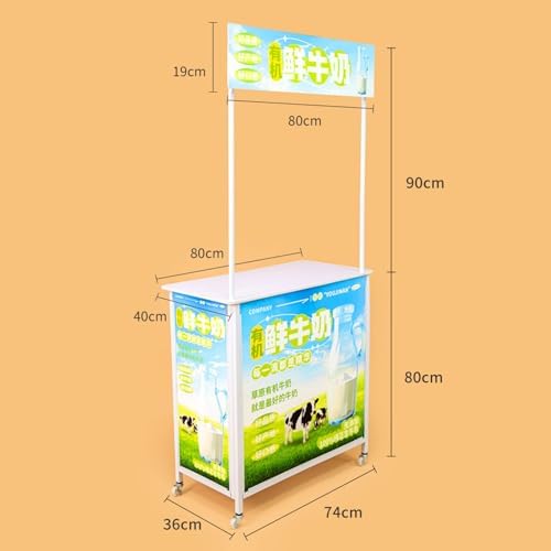 Mobile Portable Promotion Counter Table, Pop Up Podium Trade Show Exhibition Reception Event Desk Trade Show Display Counter Speech Stand ,Supermarket Tasting Table Advertising Display Banner Stand - Image 2