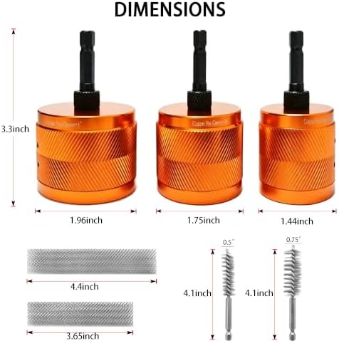 1/2" & 3/4"&1" Copper Pipe Cleaner Set for Drill,with 1/4" Hex Shank & 6 Brush Blades & 3 Pipe Cleaning Brush,Drill Copper Pipe Cleaner for Removing Rust,Stains & Paint - Image 2