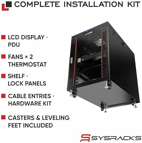 Home Lab Server Rack Cabinet 19" 15U – Premium Series 35" Deep Network Rack Enclosure with Glass Door, Quiet Cooling Fans & Thermostat, PDU, Shelf, Lockable Cabinet for NAS & Home Network - Image 4
