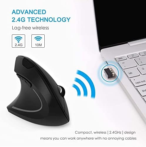 Ergonomic Left-Handed Wireless Vertical Mouse, 2.4G, 3 Adjustable DPI (800/1200/1600), Specially for Left Handers - Image 5