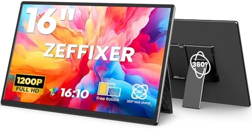 16" 16:10 1200P FHD Portable Monitor 360° Rotating Stand Laptop Extender by ZEFFIXERLOGO