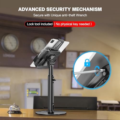 AboveTEK POS Tablet Kiosk Stand - Universal Tablet Locking Mount for 7.9"-11" Devices, 360° Swivel Anti-Theft Security Stand for iPad, iPad Air, Samsung, Height Adjustable Desk Countertop - Image 2