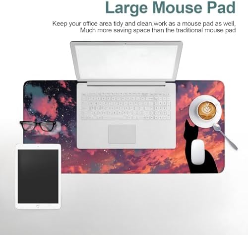 Cat Gaming Mouse Pad 31.5"x11.8" Large Extended Pad Desk Mat Anti-Slip Rubber Base & Durable Stitched Edges for Gamers Smooth Mouse Pad Writing Surface for Desk Office/Home - Image 7