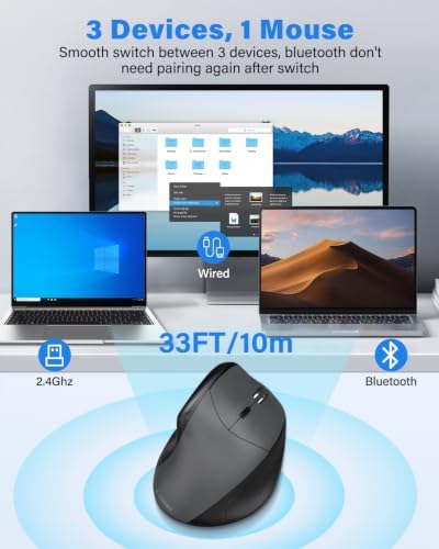 X45 Ergonomic Vertical Mouse, Bluetooth & Wireless Mice, Quiet Clicks - Image 3