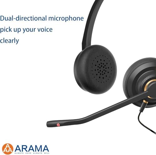 Arama USB Headset with Microphone for PC, Computer Headset with Microphone, Noise Cancelling Adjustable Volume Control Lightweight, for Laptop Business Skype UC Webinar Call Center Office(802) - Image 6