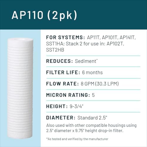 3M Aqua-Pure AP100 Series Whole House Water Filter Cartridge AP110, 2-Pack - Image 2