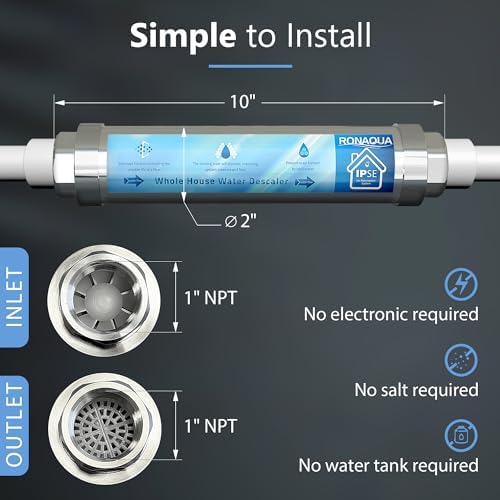 Ronaqua Chemical & Salt Free Scale & Rust Prevention Whole House Water Softener to Correct Problems Caused By Inorganic Groundwater Impurities, No Electricity Required, Helps Avoid Lime Scale Buildup - Image 2
