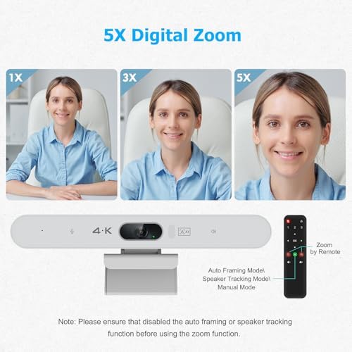 Conference Room Camera, 4K AI Conference Webcam with Microphone and Speaker - Image 5