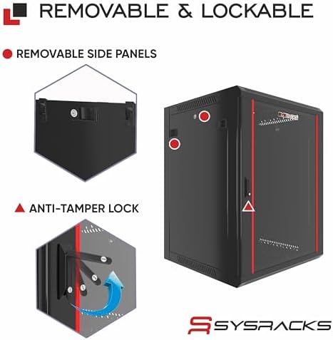 12U Wall Mount Home Lab Server Rack – 19" Locking Network Cabinet, 24" Deep Empty Rack Enclosure for Routers, NAS, Switches and Home Network Equipment - Image 2