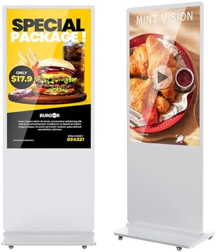 55 Inch 4K Digital Signage Display,Indoor Floor Standing Digital Kiosks & Interactive Displays,Commercial Advertising LCD Totem Android System Auto Media Player HDMI Input,Free Custom Logo,White by HomePage