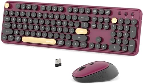 Colorful Wireless Computer Keyboards Mouse Combos (Black Claret) by UBOTIE