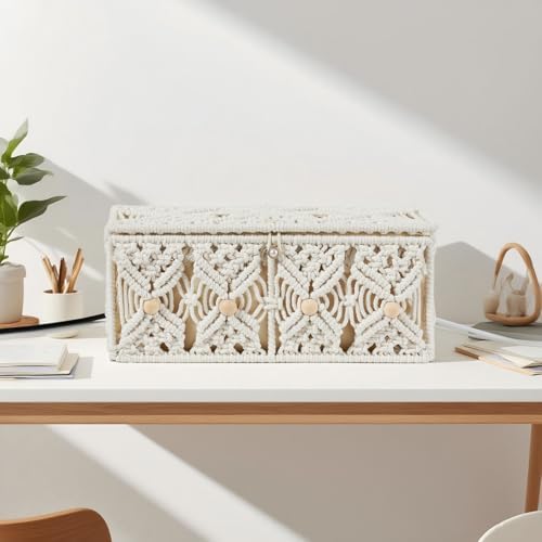 Cable Management Box Handmade Macrame Cord Storage Organizer - Image 6