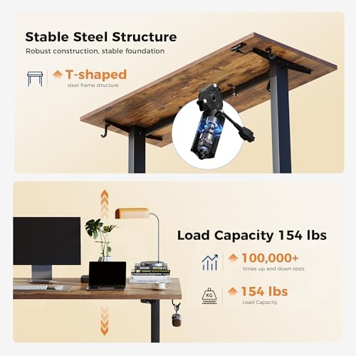 Agilestic 48*24 Inch Height Adjustable Electric Standing Desk, Rustic Brown - Image 4