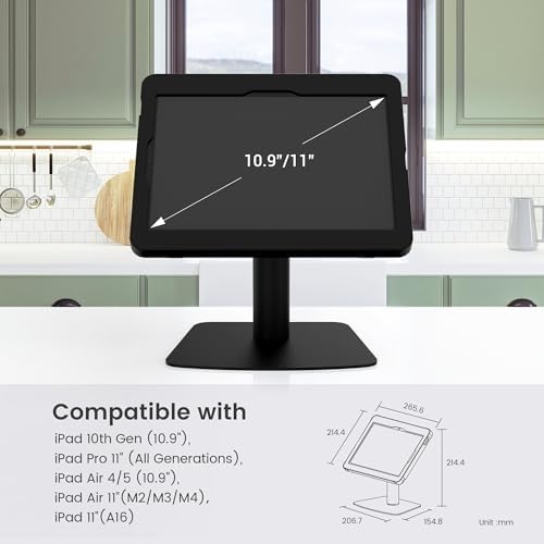Tablet POS Stand for Desk with Key Lock & 145° Adjustable Angle, Desk-Friendly Freestanding Holder for iPad 10.9"/11" (10th Gen/Pro/Air) for Retail POS, Office, Reception - BSC205BA - Image 7