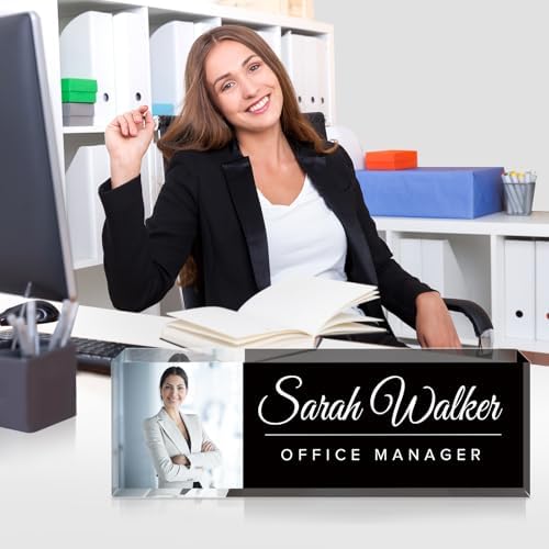 Custom Name Plate for Desk, Personalized Desk Name Plate with Photo, Office Desk Decor for Women Men, Acrylic Desk Accessories, Office Gifts for Boss Manager Teacher, Employee Appreciation Gifts - Image 3