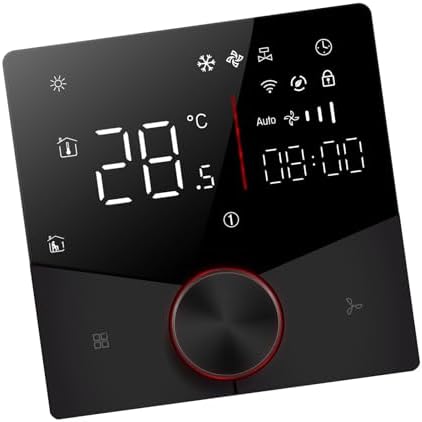 WALFRONT Smart Thermostat WiFi Enabled Digital Thermostat Programmable with LED Panel RS485 Interface 2 Color LED Knob 12.4mm Slim Design for Central Air Conditioning Cooling (Black) - Image 5