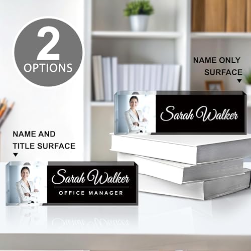 Personalized Desk Name Plate with Photo, Custom Name Plate for Desk, Office Decor for Women Men, Acrylic Desk Accessories, Office Gifts for Boss Manager Nurse Teacher, Employee Appreciation Gifts - Image 2
